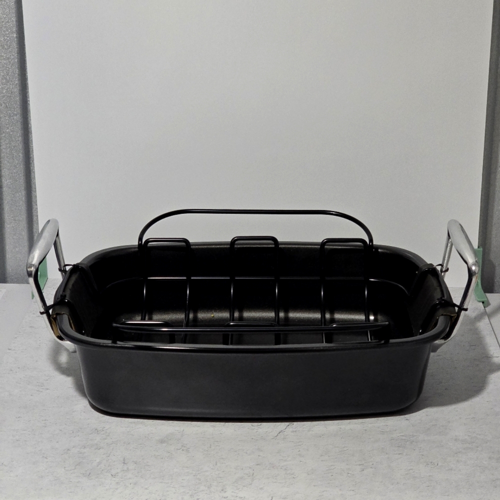 BRAND NEW Black Deep Roasting Baking Non-Stick Removable Rack Dish Pan